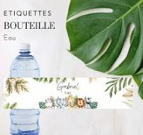 Self-adhesive labels for water bottles on the baby jungle theme