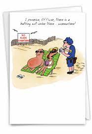 Nude Sunbathing: Funny Birthday Greeting Card