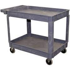 The outdoor serving cart comes with a huge working station and a spacious cupboard for storage. Storage Concepts 2 Shelf Plastic Service Cart In Gray 32 In H X 16 In W X 16 In D 220 Csp1630 The Home Depot