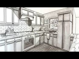 Drawing A Kitchen In Two Point Perspective Timelapse Youtube Kitchen Drawing Point Perspective Kitchen Design Trends