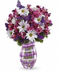 Amosfun artificial flower household decor mini silk lotus flower fake flowers arrangement for type: Teleflora S Lavender Plaid Bouquet In Port Washington Ny S F Falconer Florist Inc