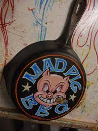 Hand Painted Garage Art Mad Pig Bbq Frying Pan Etsy Garage Art Hand Painted Art