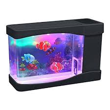 Lightahead Artificial Fish Mini 4 8 X 3 5 X 9 Inches Led Aquarium Multi Colored Led Swimming Fish Tank With Bubbl Mini Aquarium Fake Fish Tank Aquarium Fish