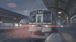 Snowing At The Train Station 1920 1080 Anime Scenery Scenery Anime Background
