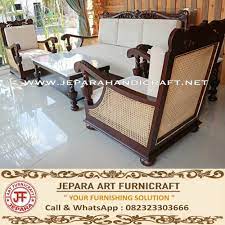 Set Kursi Tamu Jati Ukir Sedan Rotan Antik Kursi Rotan Antik