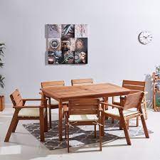 Sophia & william patio dining set for 6 outdoor furniture table and chairs 7 pieces metal, 6 x swivel dining chairs textilene with 1 wood like umbrella table for lawn pool garden porch. Shop Bahama 6 Seater Outdoor Dining Set With Seat Cushions Online Home Box Uae