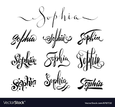 Personal Name Sophia Vector Handwritten Calligraphy Tattoo Design Set Download A Free Pr Daughters Name Tattoo Tattoo Lettering Fonts Tattoos With Kids Names