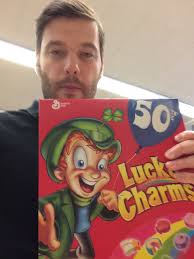 Tony is known for uttering the cereal's slogan: Lucky Charms Lucky Charm Frosted Flakes Cereal Box Frosted Flakes Cereal