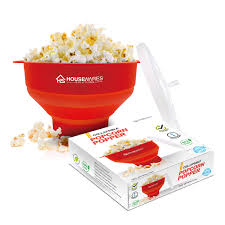 Pop healthier popcorn with hot air! Collapsible Silicone Microwave Hot Air Popcorn Popper Bowl With Lid And Handles Housewares Solutions