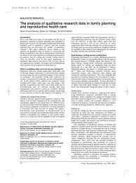 At least the good ones are. The Analysis Of Qualitative Research Data In Family Planning And Reproductive Health Care Bmj Sexual Reproductive Health