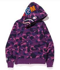 Purple Bape Hoodie Purple Camo Shark Hoodie