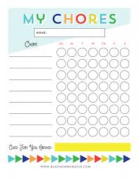 free printable chore chart for kids