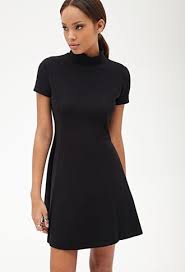 A-line Turtleneck Dress 1099 Turtle Neck Dress Short Sleeve Dresses Clothes Design