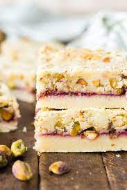 Raspberry Pistachio Shortbread Bars Recipe Desserts Shortbread Bars Baking Recipes