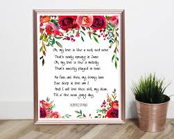 Oh My Love Is Like A Red Red Rose Print Robert Burns Love Etsy Rose Poems Wedding Wall Decorations My Love