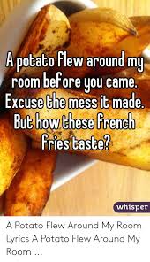 By prairie artisan ales at a potato flew around my room. Potato Flew Around My Room Before You Came Excuse The Mess It Made But How These French Fries Taste Whisper A Potato Flew Around My Room Lyrics A Potato Flew Around My