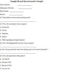 Brand Questionnaire Sample Sample Of Brand Questionnaire Questionnaire Sample Questionnaire Sample