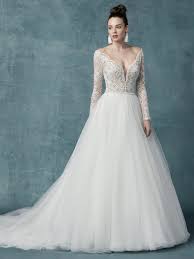 Ball gown wedding dresses from martin thornburg feature lace, satin, long sleeves, corset bodices, and big, princess skirts. Long Sleeve Lace Tulle Ball Gown Wedding Dress Kleinfeld Bridal