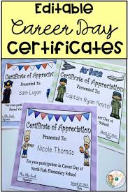 Use These Career Day Printable Certificates To Say Thank You To Your Career Day Volunteers All Certificat Career Day Student Activities Teaching Kindergarten