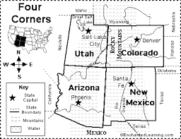 Four Corners Map Quiz Printout Enchantedlearning Com Four Corners Monument Map Quiz Four Corners Usa