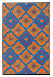 Buy Saman Blue Orange Outdoor Rug