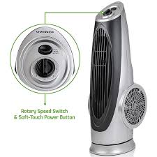 Table fan/air cooler(only circulate/blow air). Ovente High Velocity Tower Fan With Oscillating Function With Rotary Speed Switch And Soft Touch Power Button Tf87s