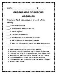 Adages And Proverbs Matching Worksheet Adages And Proverbs Proverbs Adage