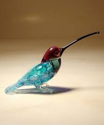 Blue Glass Hummingbird Figurine Glass Blowing Glass Figurines Glass Animals