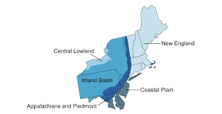 An american map titled northeastern united states. the map, which includes a portion of canada, shows principal railways, canals, highways, u.s. Geologic History Of The Northeastern United States Earth Home