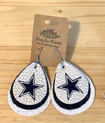 Dallas Cowboys Earrings Faux Leather Silhouette Jewelry Diy Leather Earrings Football Earrings