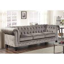 Abbyson Living Grand Chesterfield Grey Velvet Sofa Overstock Com Shopping The Best Deals On Sofas Loveseats Living Room Sofa Sofa Set Sofa Deals
