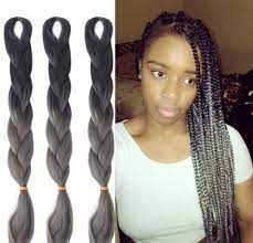 Kanekalon Fiber Black Gray 5pcs Lot 100g Pc Jiameisi Two Tone Ombre Jumbo Braid Hair Extensions Box Braids Styling Box Braids Braided Hairstyles