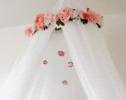 floral baby girl crib and bed canopy and mobile made with roses peonies hanging crystals and flowers fabric canopy wedding canopy backyard canopy