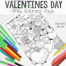 Kids free valentine day sunflower drawing. Hearts Valentines Day Coloring Page For Adults Easy Peasy And Fun