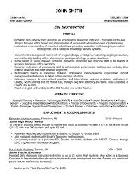 This section is where you will list. Esl Instructor Resume Sample Template