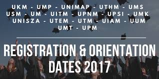 Universiti putra malaysia (upm) dikenali sebagai universiti pertanian malaysia merupakan salah satu universiti awam di malaysia yang terletak di selangor. Registration Orientation Dates 2017 For Ukm Ump Unimap Uthm Ums Usm Um Uitm Upnm Upsi Umk Unisza Utem Utm Uiam Uum Umt Upm