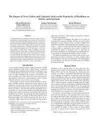Pdf The Impact Of News Values And Linguistic Style On The Popularity Of Headlines On Twitter And Facebook