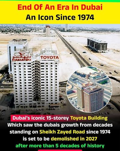 Karnataka - Dubai's famous Nasser Rashid Lootah Building, widely known as  the Toyota Building, is set to be demolished in 2027. The 15-storey  landmark has stood near Sheikh Zayed Road since 1974.