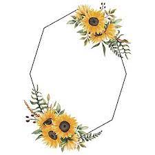 Wedding Frame With Watercolor Sunflower Bouquet Flower Floral Leaf Png And Vector With Transparent Background For Free Download Wedding Frames Watercolor Sunflower Sunflower Drawing