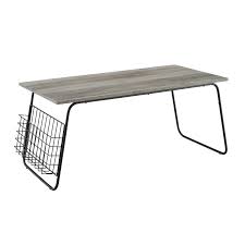Anthony 39 3/4 wide dark cherry wood trunk cocktail table. Delacoradelacora We Bdf40aprct 21 Wide Small Coffee Table With Wire Frame Legs And Magazine Wire Basket Gray Wash Black Indoor Furniture Tables Coffee Dailymail
