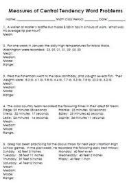 Measures Of Ctrl Tendency Mean Median Mode Word Probs Ta Word Problems Mean Median And Mode Words