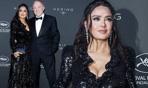 Salma Hayek stuns in black sparkling gown as she attends Women in Motion  Award in Cannes | Daily Mail Online