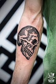 Full puzzle sleeve of face portrait and skull tattoo by piotr deadi dedel. 40 Traditional Skull Tattoos Old School Skull Tattoo Ideas For Men