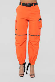 Black And Orange Cargo Pants Nikole Belted Joggers Orange Skinny Pants Outfits Camo Skinny Pants Orange Fashion