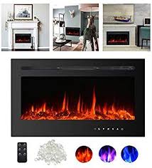 Vivohome electric fireplace insert log. Amazon Com Kullavik 36 Recessed Electric Fireplace Remote Control With Timer Touch Screen Heater L Recessed Electric Fireplace Electric Fireplace Fireplace