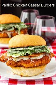 Panko Chicken Caesar Burgers Easy Crispy Fried Panko Chicken Breasts Make The Ideal Tender And Juicy In 2020 Chicken Burgers Recipe Fried Chicken Burger Panko Chicken