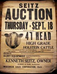Large Vintage Cattle Auction Poster Etsy Cattle Auction Vintage