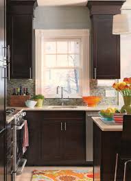 Neutral Blue Paint Espresso Cabinets Light Counters Dark Floors Small Kitchen Brown Kitchen Cabinets Dark Kitchen Cabinets