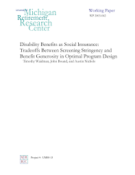 A) disability pay(supplemental to what is madated by social security and the state's workers' compensation laws). Pdf Disability Benefits As Social Insurance Tradeoffs Between Screening Stringency And Benefit Generosity In Optimal Program Design