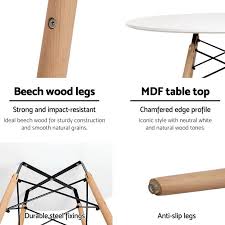 Meeting round table 1200 d x 720mm h chrome disk base white top. Artiss Dining Table 4 Seater Round Replica Dsw Eiffel Kitchen Timber White Buy Round Dining Tables 9350062130322